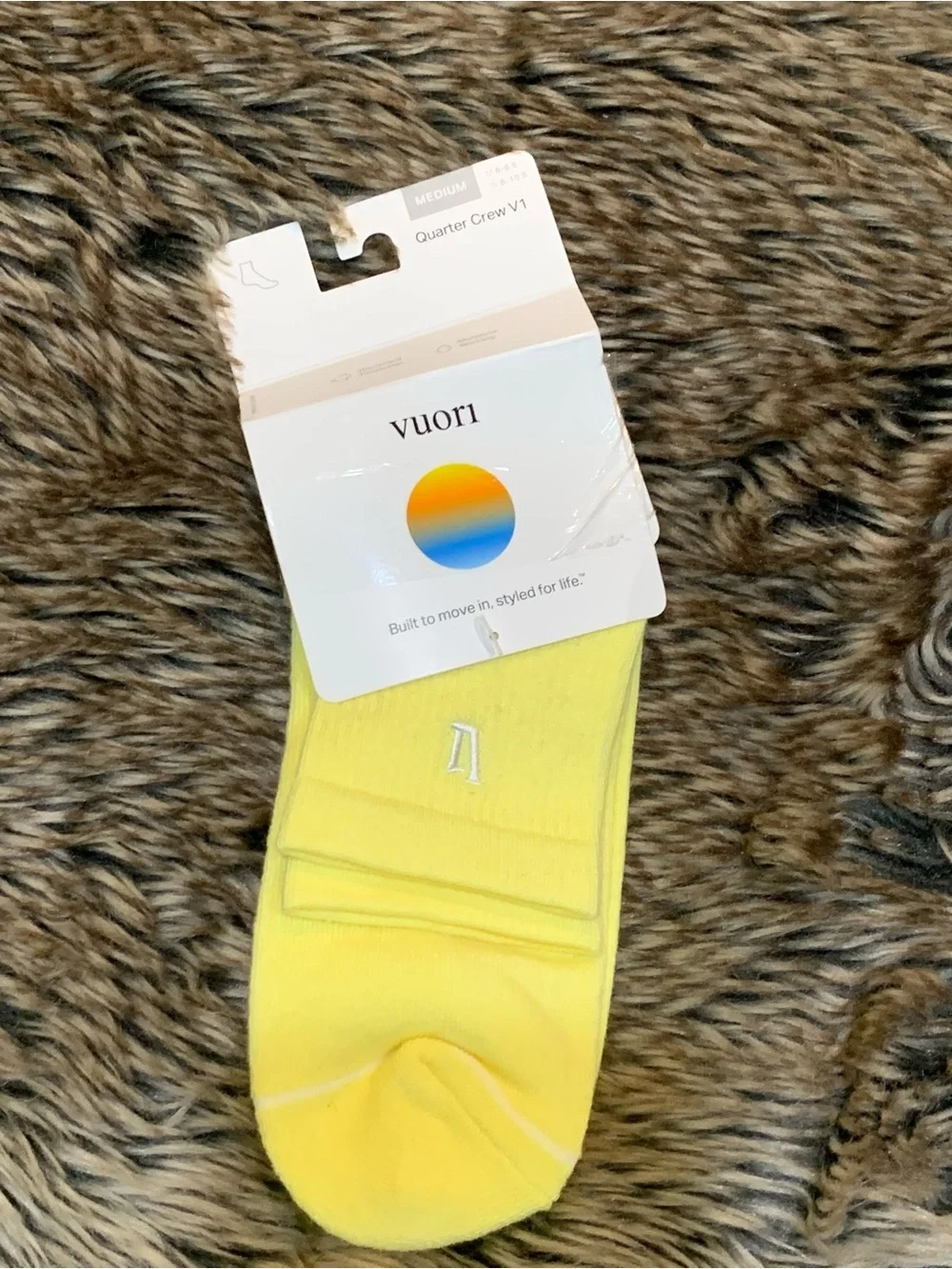 Vuori Quarter Crew V1 Sock 2.0 M 6-8.5 W 8-10.5 Yellow NWT